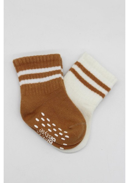 Bistyle Çemberli Kaymaz Soket Çorap 2'Li BS10125 Ekru Hardal fırsatları