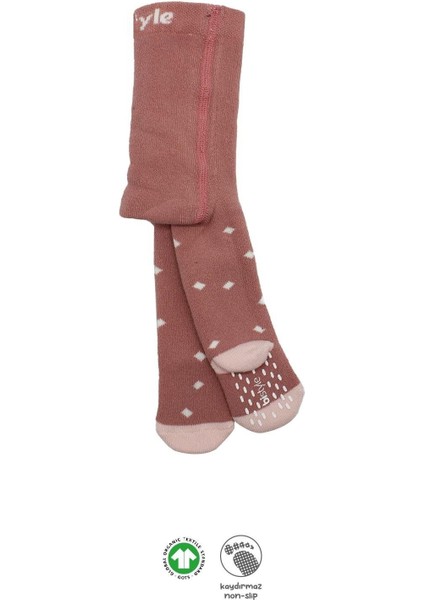 Bistyle Tekli Puan Kaymaz Havlu Külotlu Çorap BS50502 Pudra