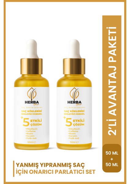 2.li Set Keratin, Biotin, Caffeine + 5 Aktif Saç Bakımı Yağı Yanmış Yıpranmış Saçlar Için 50 ml