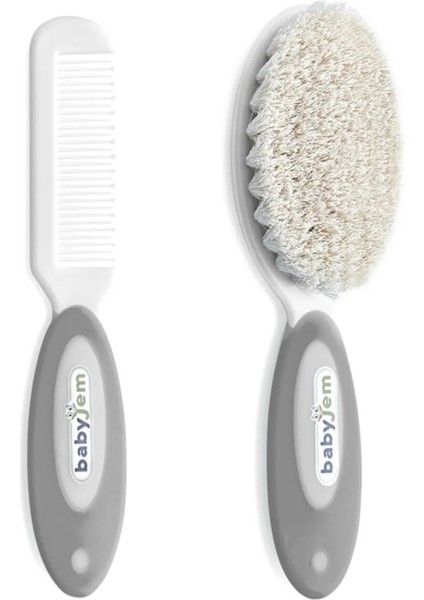 BabyJem Doğal Kıl Fırça Tarak Seti 519 Gri