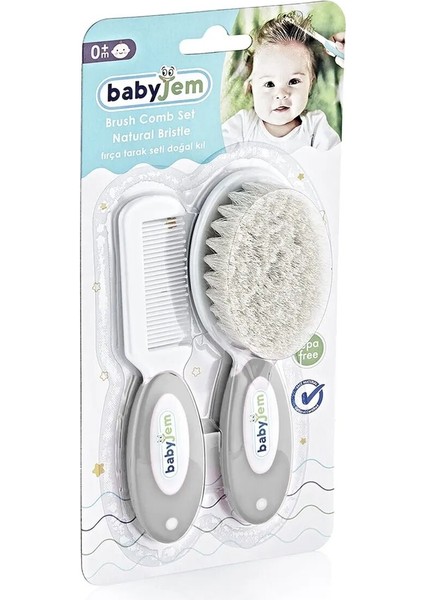 BabyJem Doğal Kıl Fırça Tarak Seti 519 Gri modelleri