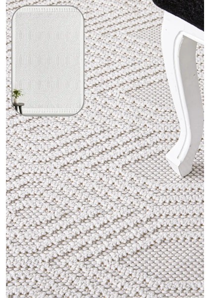 Valverde Krem Renkli Geometrik Model Yumuşak Bukle Sisal ve Püsküllü Makine Dokuma Halı