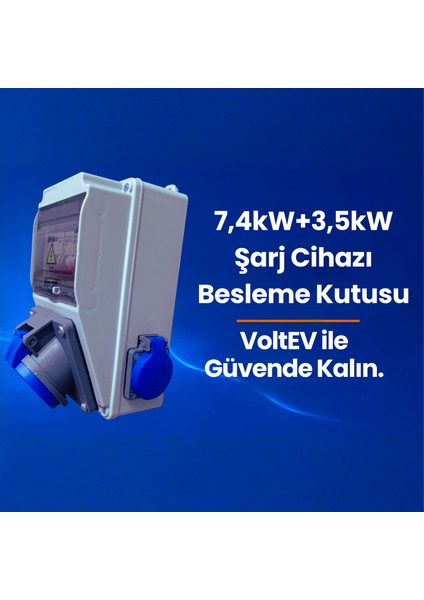 Elektrikli Araç Şarj Cihazı Kombinasyon Kutusu-7,4kW Uyumlu, 3x32A+2x16A Priz, Kaçak Akım Korumalı Besleme Kutusu