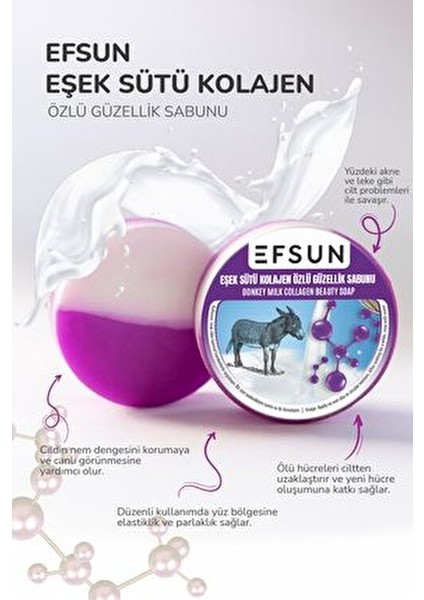 Doğal Eşek Sütü Kolajen Özlü Güzellik Sabunu Yüz ve Vücut İçin 135 Gr Yuvarlak Katı Sabun