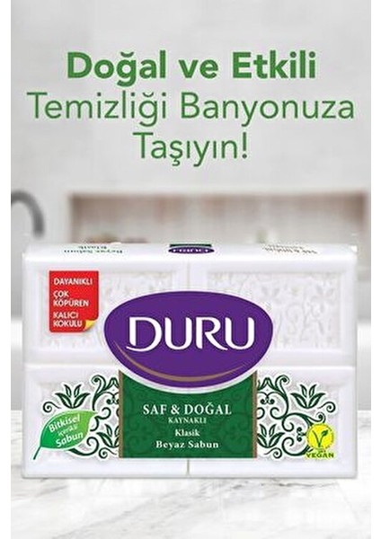 Saf & Doğal Kaynaklı Klasik 4 Adet Beyaz Kalıp Sabun 600Gr modelleri