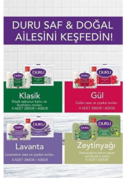 Saf & Doğal Kaynaklı Klasik 4 Adet Beyaz Kalıp Sabun 600Gr indirimleri