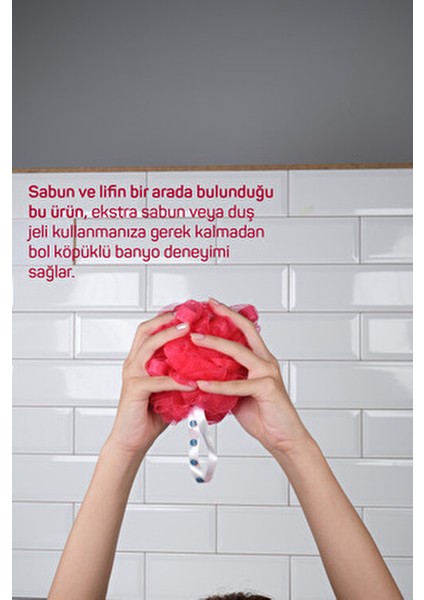 Banyo Lif Seti 3 Adet Saplı Lif ve 3 Adet Sabunlu Lif ile Tüm Cilt Tiplerine Uygun