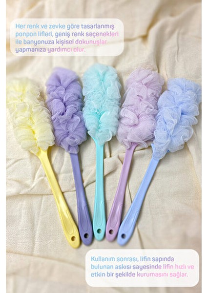 Banyo Lif Seti 3 Adet Saplı Lif ve 3 Adet Sabunlu Lif ile Tüm Cilt Tiplerine Uygun