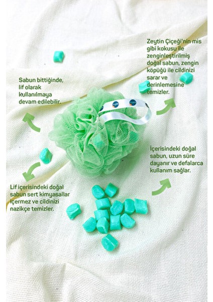 Banyo Lif Seti 3 Adet Saplı Lif ve 3 Adet Sabunlu Lif ile Tüm Cilt Tiplerine Uygun