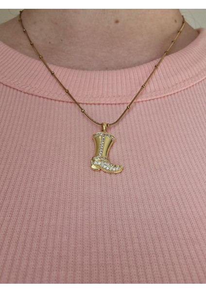 Kovboy Çizme Gold Kadın Çelik Kolye fırsatları