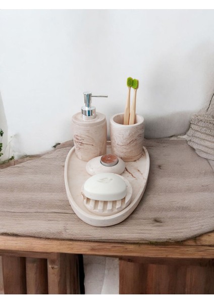 5'li Mermer Desenli Beton Banyo Seti ,sabunluk,diş Fırçalığı,tepsi,mumluk,havluluk, Aksesuar modelleri