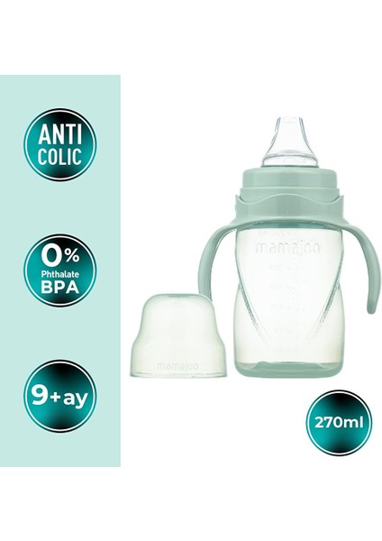 Kulplu Akıtmaz Alıştırma Bardaı 270ML Powder Green Anti- Kolik Uç fiyatları