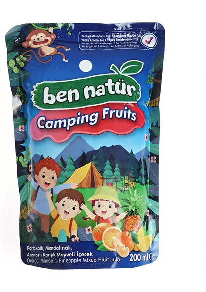 Camping Fruits Portakallı, Mandalinalı, Ananaslı Karışık Meyveli Içecek 200 ml 1 Adet