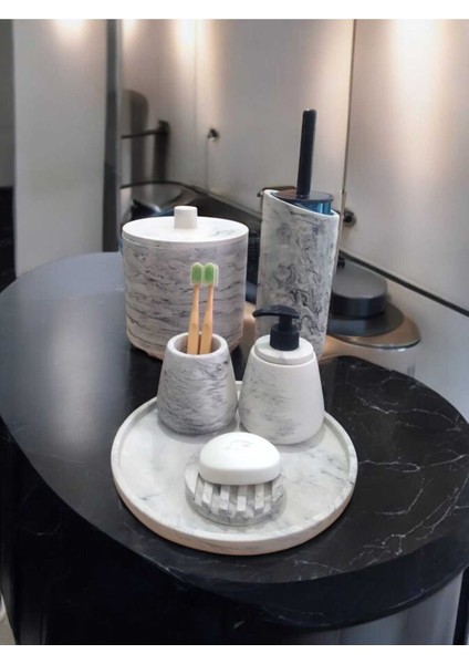 Mermer Desen Beton Banyo Seti,tuvalet Wc,çöp Kovası, Sabunluk,tepsi,mumluk,aksesuar,dekorasyon modelleri