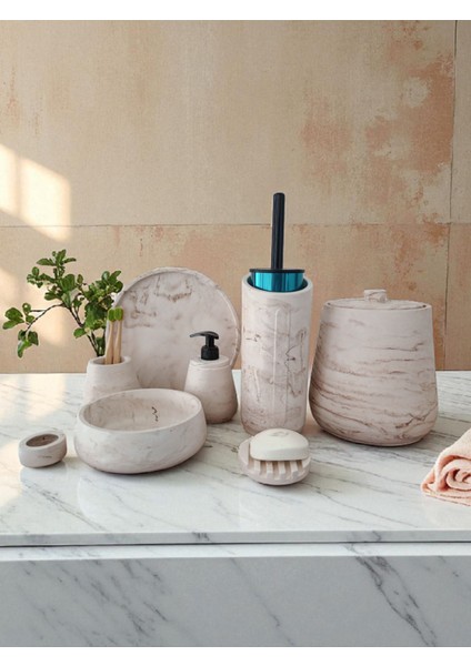 Mermer Desen Beton Banyo Seti,tuvalet Wc,çöp Kovası,katı,sıvı Sabunluk,tepsi,dekorasyon,aksesuar