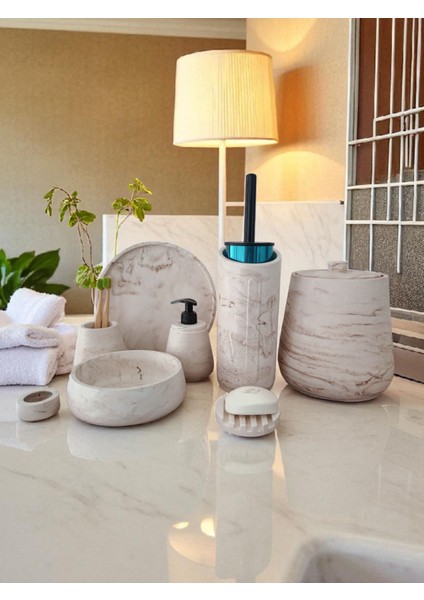 Mermer Desen Beton Banyo Seti,tuvalet Wc,çöp Kovası,katı,sıvı Sabunluk,tepsi,dekorasyon,aksesuar modelleri