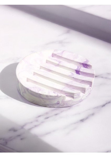 Yuvarlak Mermer Desen Lila Beton Mutfak Banyo Tuvalet Katı Sabunluk