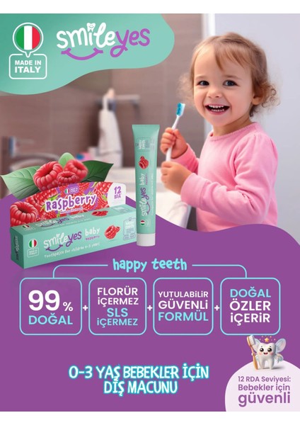 Smileyes Baby Diş Macunu 0-3 Yaş 30 ml Raspberry