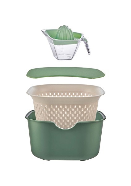 Süzgeçli Set 5 Parça Set Yeşil