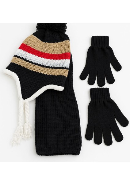 Erkek Çocuk Kışlık Atkı Bere Eldiven Takımı (8-12 Yaş) – Kalın Örgü, Sıcak Tutan, Şık Model
