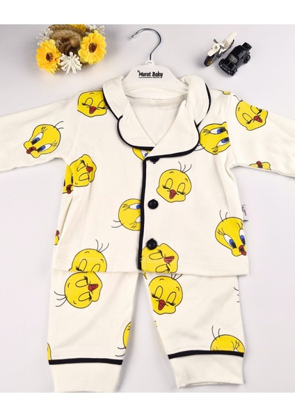 %100 Pamuk Desenli Bebek Pijama Takımı – 6-24 Ay – Yumuşak ve Nefes Alan Kumaş indirimleri