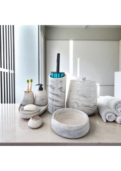 Mermer Desen Beton Banyo Seti,tuvalet Wc,çöp Kovası,katı,sıvı Sabunluk,tepsi,dekorasyon,aksesuar fırsatları