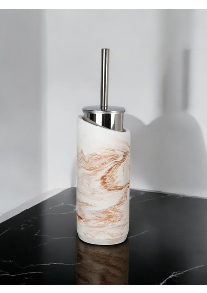 2 Parça Mermer Bej Desenli Beton Tuvalet Fırçası Metal Wc Fırçalığı,dekorasyon,aksesuar modelleri