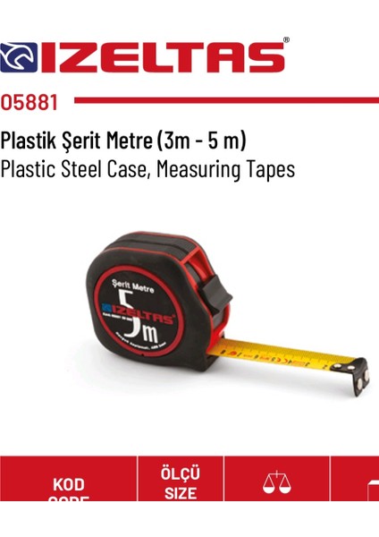 Şerit Metre (Plastik) 3mt