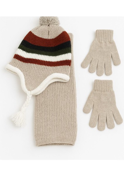 Erkek Çocuk Kışlık Atkı Bere Eldiven Takımı (8-12 Yaş) – Kalın Örgü, Sıcak Tutan, Şık Model