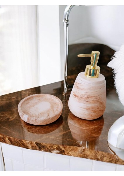 Marble Bej Serisi Beton Sıvı ve Katı Sabunluk Seti modelleri