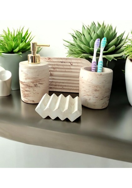 Marble Serisi Bej Sıvı Sabunluk ve Diş Fırçalık Seti fırsatları