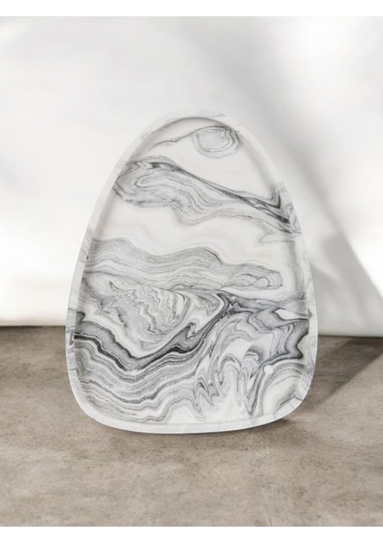 El Yapımı Çok Amaçlı Beton Sunum Servis Tepsisi 26 cm Dekoratif Sunumluk Orgaziner Takılık fırsatları