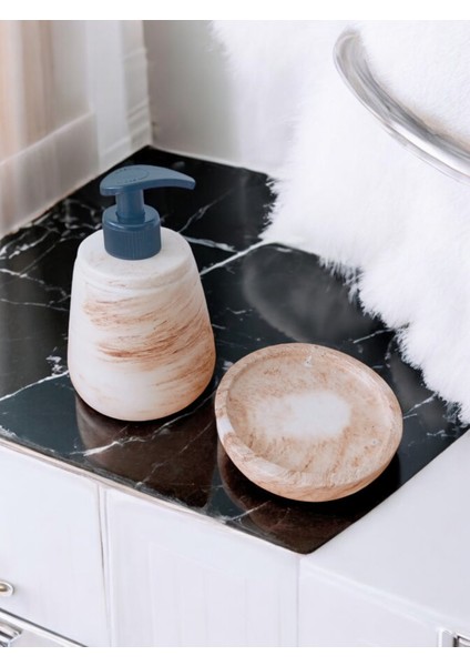 Marble Bej Serisi Beton Sıvı ve Katı Sabunluk Seti modelleri