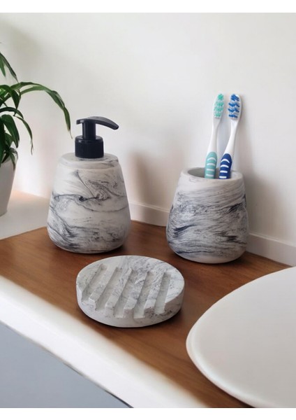 Mermer Desenli Gri Banyo Seti fiyatları