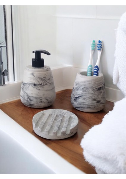 Mermer Desenli Gri Banyo Seti fırsatları