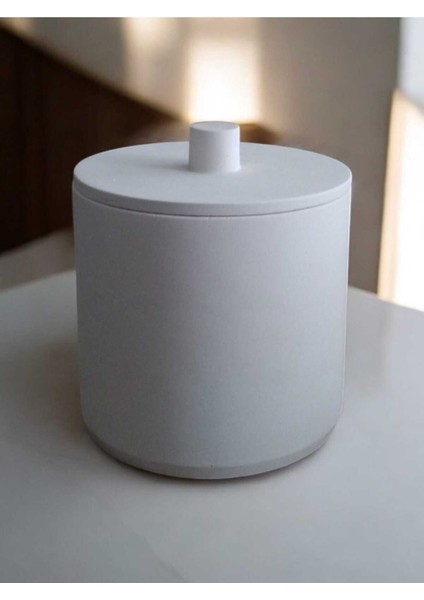 Kırık Beyaz Beton Mutfak ve Banyo Çöp Kovası, 4 Litre,dekorasyon,aksesuar