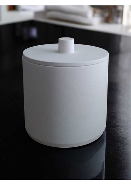 Kırık Beyaz Beton Mutfak ve Banyo Çöp Kovası, 4 Litre,dekorasyon,aksesuar modelleri