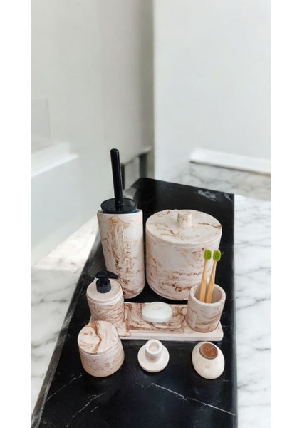 Mermer Desen Beton Banyo Seti,tuvalet Wc,çöp Kova,sabunluk ,diş Fırçalığı,tepsi,aksesuar,dekorasyon modelleri