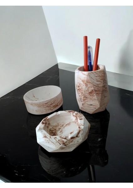 Mermer Serisi Kalemlik Ofis Seti, Küllük,ataşlık,kalemlik fiyatları