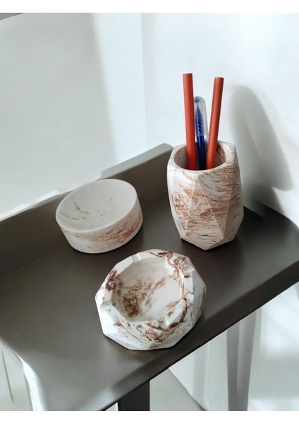 Mermer Serisi Kalemlik Ofis Seti, Küllük,ataşlık,kalemlik modelleri