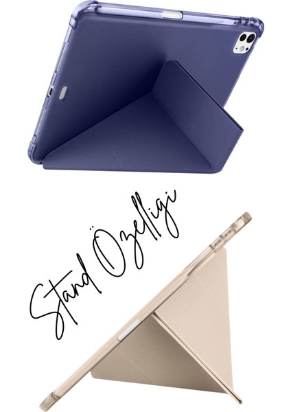 iPad Pro 11 2025 M5 Çip Uyumlu Tri Folding Kalem Bölmeli Akıllı Standlı Özellikli Kılıf modelleri