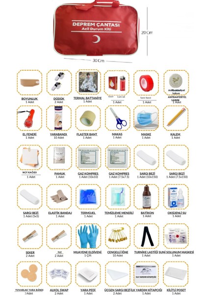Deprem Çantası Yönetmeliğe Uygun 38 Parça