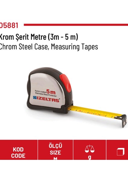 Şerit Metre (Krom) 3mt