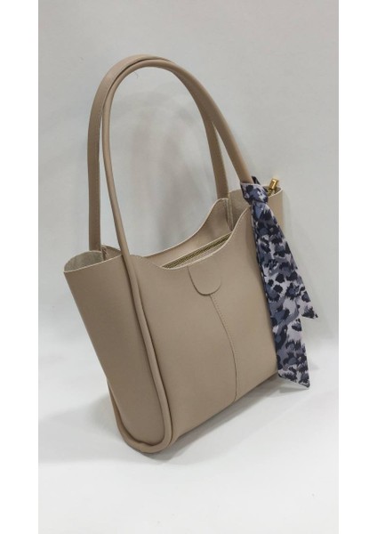 Büyük Boy Şal Detaylı Soft Suni Deri Kadın Omuz Çantası