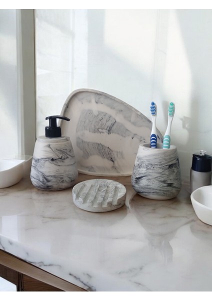 4'lü Mermer Desen Banyo Seti Tuvalet modelleri