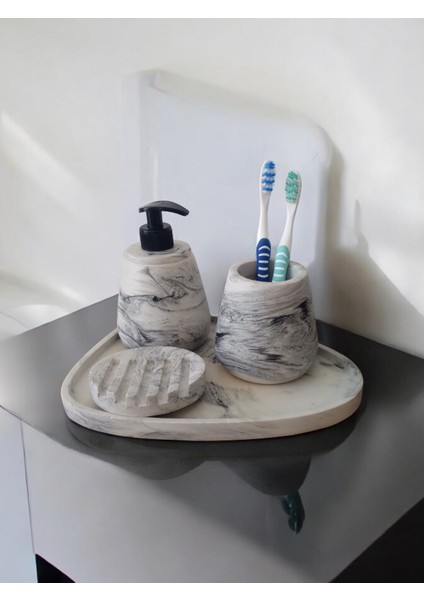 4'lü Mermer Desen Banyo Seti Tuvalet fırsatları