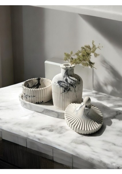 Dekoratif Beton 3’lü Banyo Seti,pamukluk,kulak Organizeri,organize,taki Kutusu fırsatları