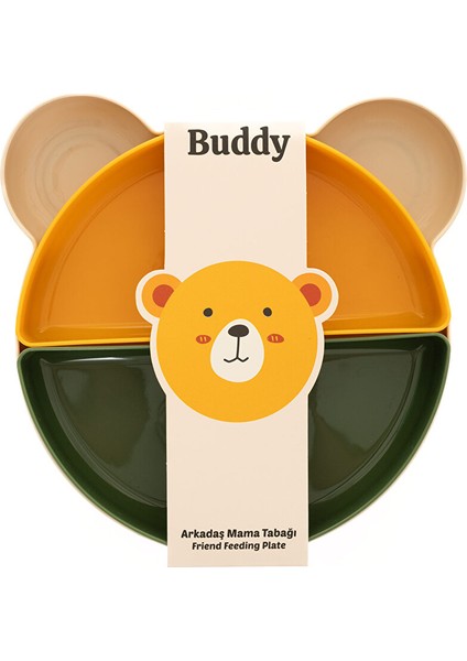Buddy Mama Tabağı - 5 Parça Bej-Yeşil-Sarı