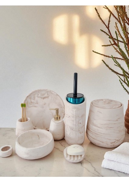Mermer Desen Beton Banyo Seti,tuvalet Wc,çöp Kovası,katı,sıvı Sabunluk,tepsi,dekorasyon,aksesuar