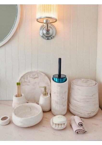 Mermer Desen Beton Banyo Seti,tuvalet Wc,çöp Kovası,katı,sıvı Sabunluk,tepsi,dekorasyon,aksesuar modelleri